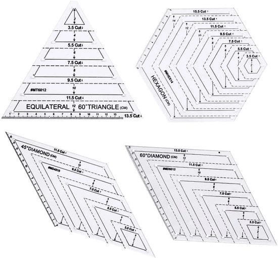 Quadrante 4-Delig a Sei Angoli/Triangolare - Quadrante a 45/60 Gradi - Linea a Sei Angoli - Acrilico - Resistente allo Sfregio/Duraturo - Alta Precisione - Linea a Sei Angoli per Serratura