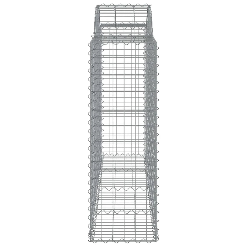 Cestini gabbioni recinzione a gabbia muro di contenimento ad arco 6 pezzi 200 x 50 x 120/140 cm ferro zincato argento 02_0040997