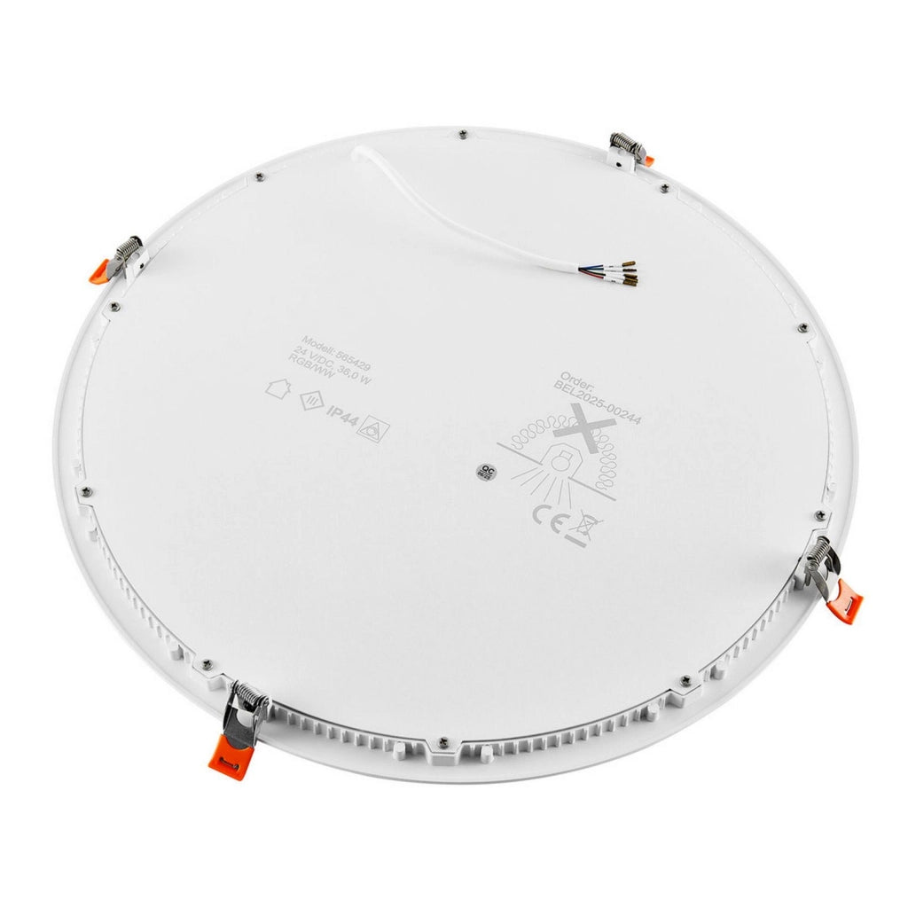 Faretto LED incasso pannello tondo slim DMX RGB multicolore luce calda 24V impermeabile cromoterapia box doccia bagno 36W foro 380mm