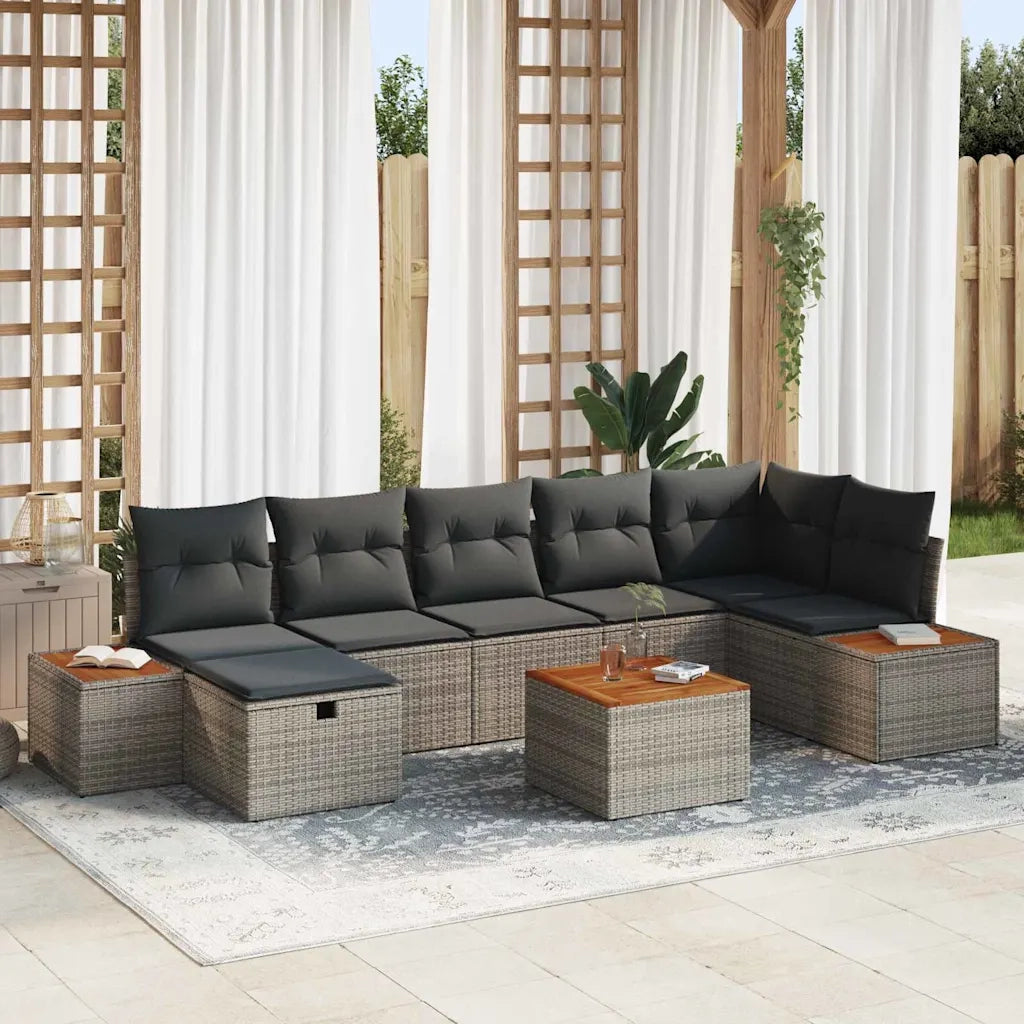 Set Divano da Giardino con cuscino 8 pcs Grigio polyrattan 3359646