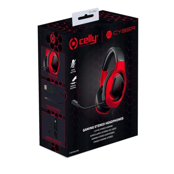 Celly cyberbeat auricolare cablato a padiglione gaming usb tipo a nero, rosso - CYBERBEATBK