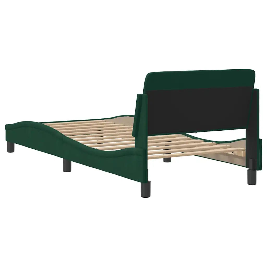 Letto singolo | Letto per adulti | Giroletto Dover Verde Scuro 90x190 cm in Velluto