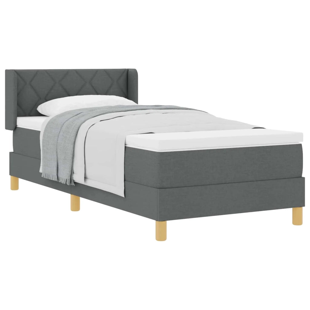 Letto a molle con materasso Grigio scuro 200 x 90 cm Poliestere