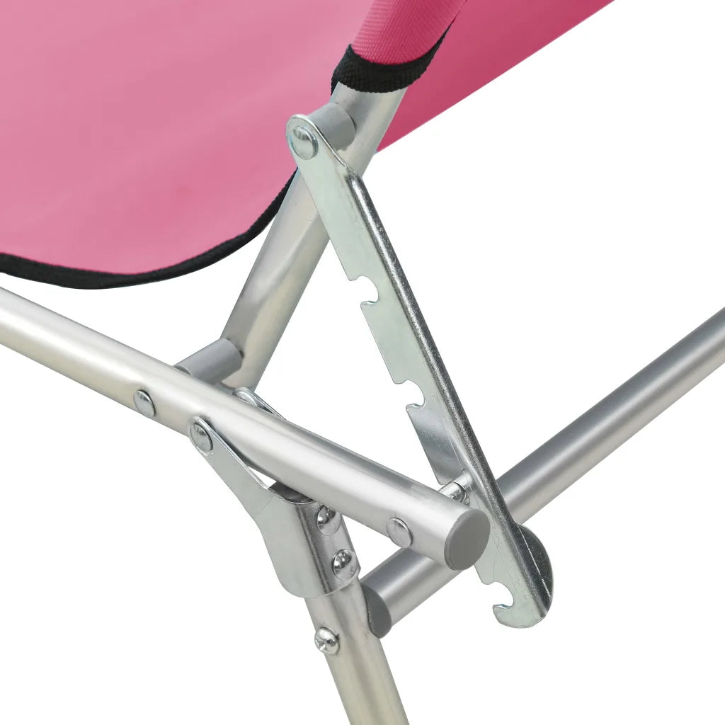 Lettino Prendisole Pieghevole con Baldacchino Rosa in Alluminio 310363