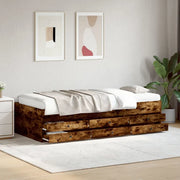 Divano Letto con Cassetti senza Materasso Rovere Fumo 90x200 cm 3280878