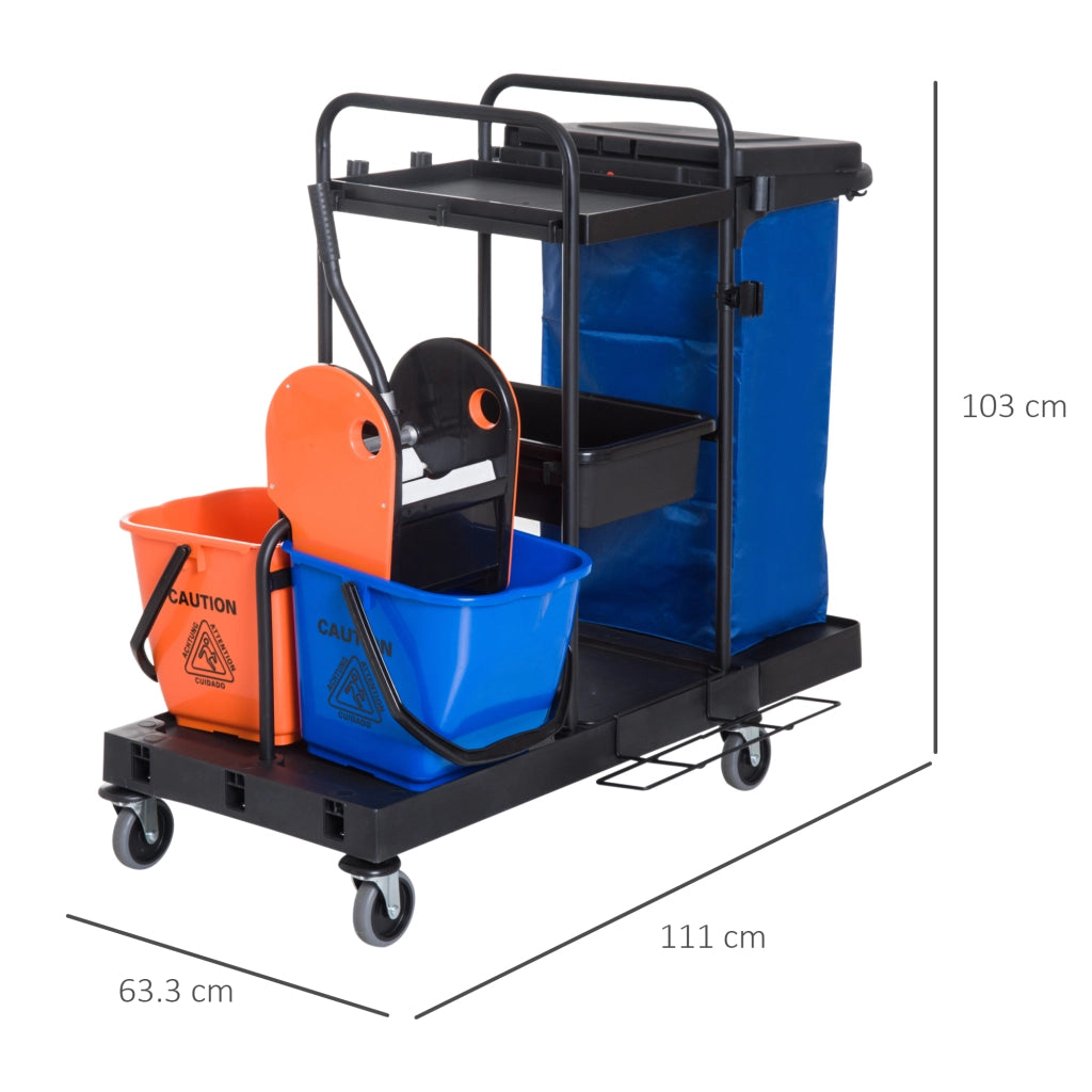 Carrello Pulizie Professionale 3 Ripiani ¨C Minimal ¨C Nero 111x63.3x103 cm