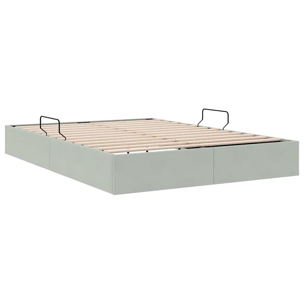 Letto con Contenitore Grigio Chiaro 153 x 203 cm Velluto 3370136