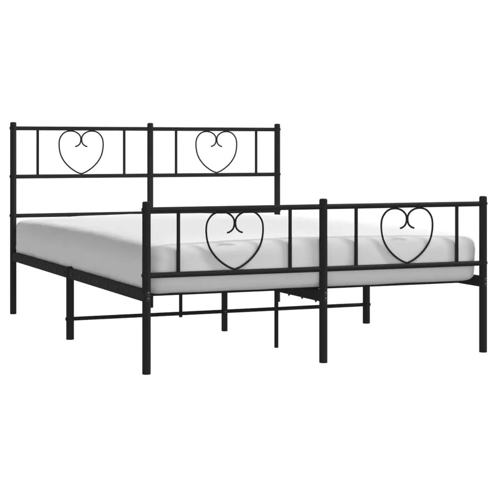 Letto matrimoniale | Letto per adulti | Giroletto senza Materaso con Pediera in Metallo Nero 160x200 cm
