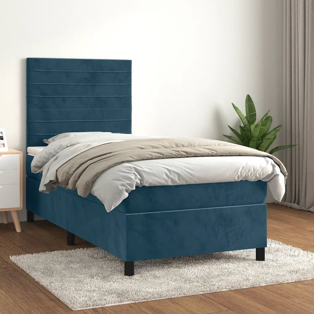 Giroletto a Molle con Materasso-Struttura Letto Blu Scuro 80x200 cm in Velluto 735156