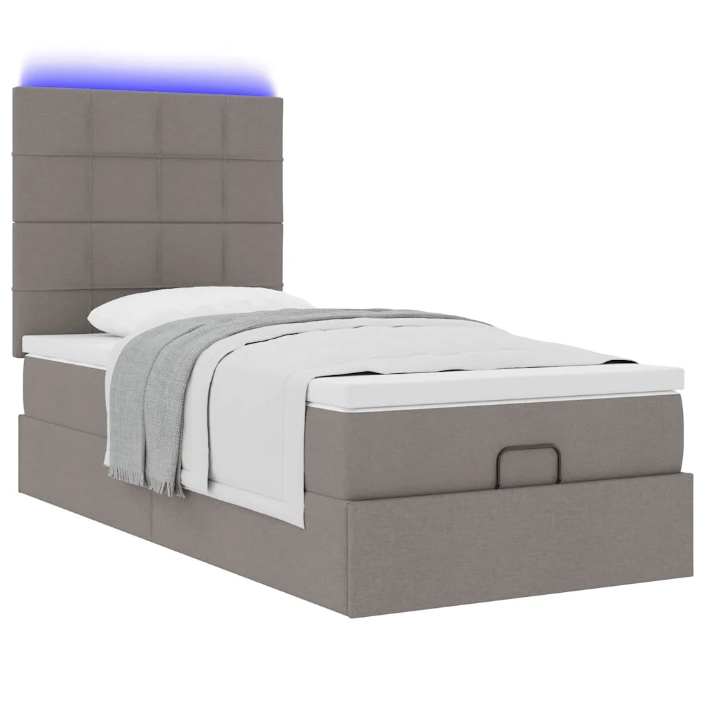 Struttura Letto Pouf con Materasso Tortora 100x200cm in Tessuto 3313986