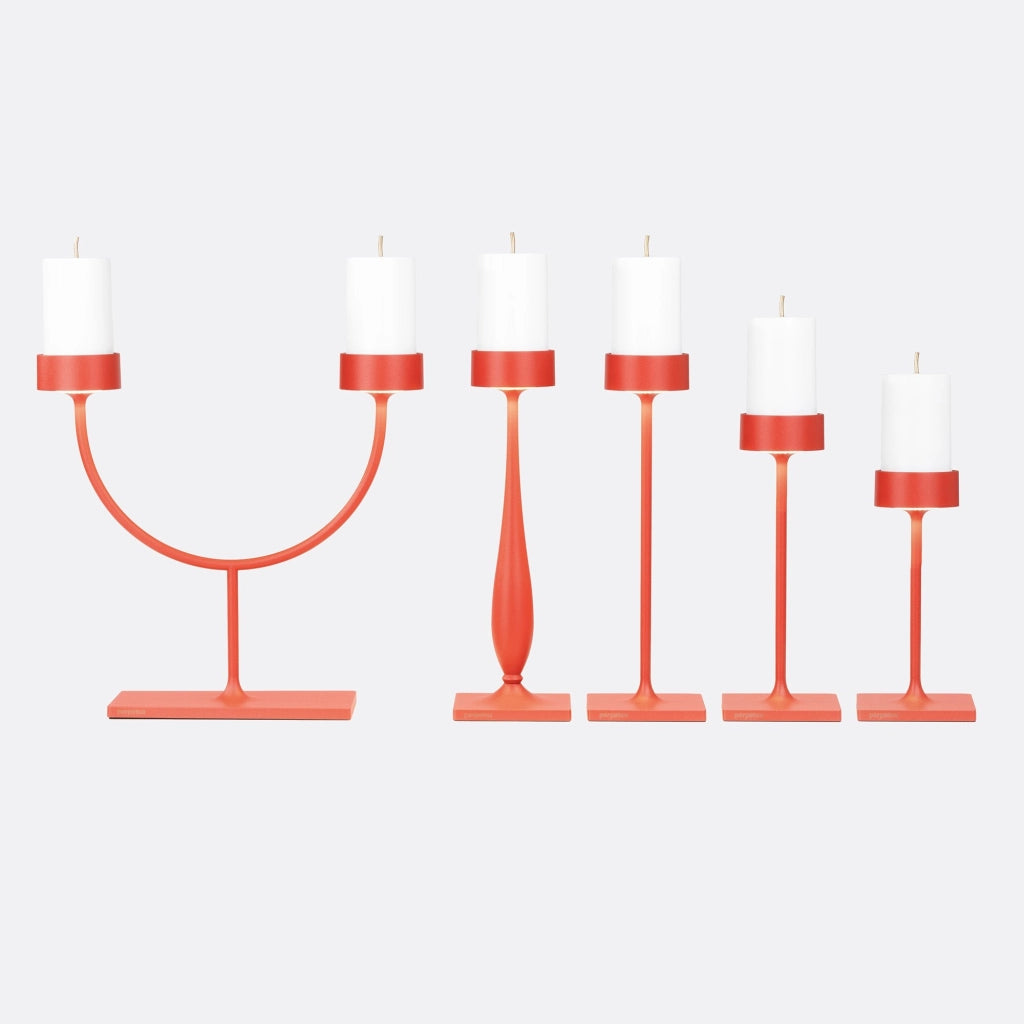 Perpetua Lampada da tavolo Double 2 bracci LED senza fili, ricaricabile, colore Rosso, CRI 90, IP54 per interni ed esterni, design iconico moderno