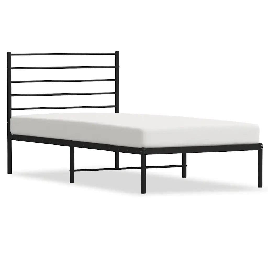 Letto singolo | Letto per adulti | Giroletto con Testiera in Metallo Nero 107x203 cm