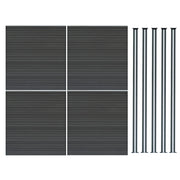 Pannelli Recinzione x4 + 5 Pali Alluminio LED Grigio Doghe PVC 185cm