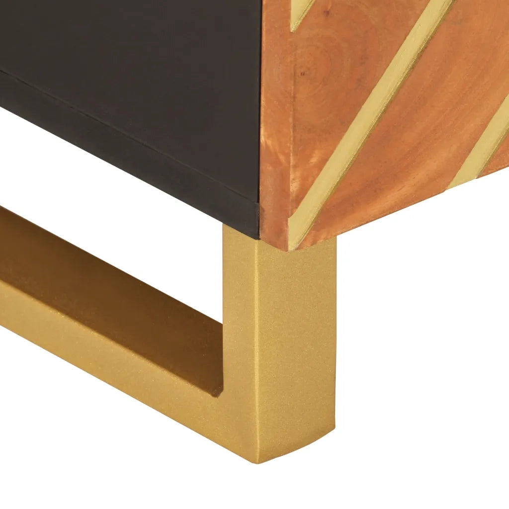 Tavolino da Salotto-Tavolino da soggiorno-Tavolo Marrone e Nero 80x50x40 cm Legno di Mango 460027