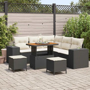 Set Divano da Giardino con cuscino 8 pcs Nero polyrattan