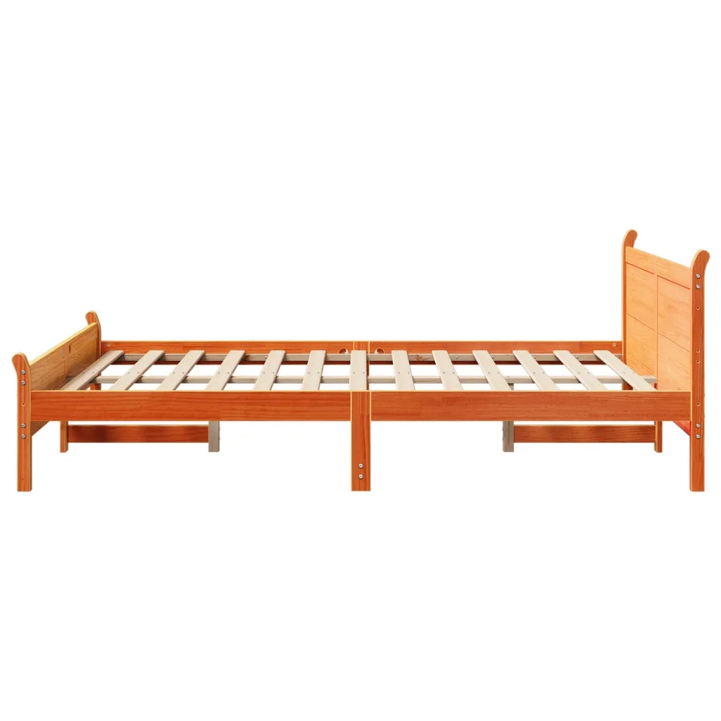 Giroletto senza Materasso-Struttura Letto Marrone Cera 140x200cm Massello Pino 727522