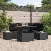 Set Divano da Giardino con archiviazione 5 pcs Nero Poly Rattan
