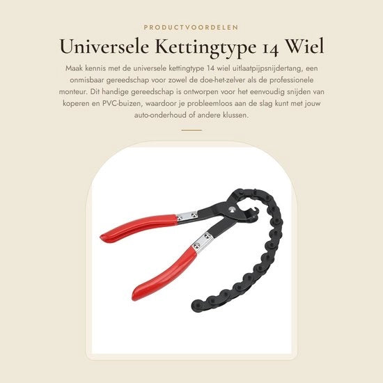 Uitlaatpijpsnijder universale a catena per riparazione - taglio PVC/cavo di rame - bloccatangolo - gamma di taglio 0,75-3 pollici - taglia tubi