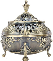 Brander di Incenso in Stile Artigianale - Contenitore per Incenso - Antico Ottone - Per Camere da Letto - Per Uffici - Con Coperchio - Contenitore per Incenso