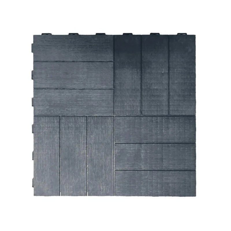 Piastrella da esterno autoagganciante effetto legno grigio scuro cm 56,3x56,3