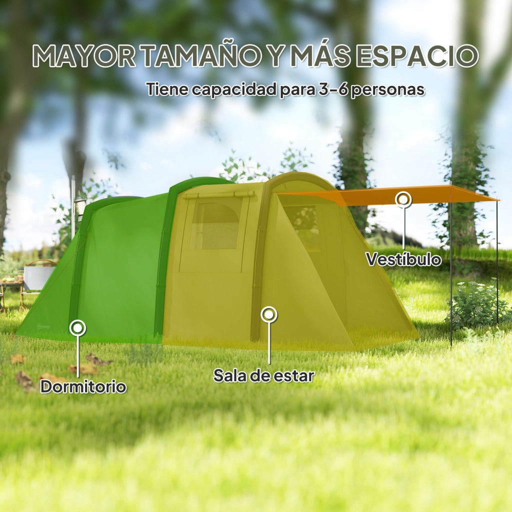 Tenda da Campeggio Tunnel Gonfiabile 3-6 Persone ¨C Xylo ¨C Con Veranda Finestre a Rete Verde Oliva