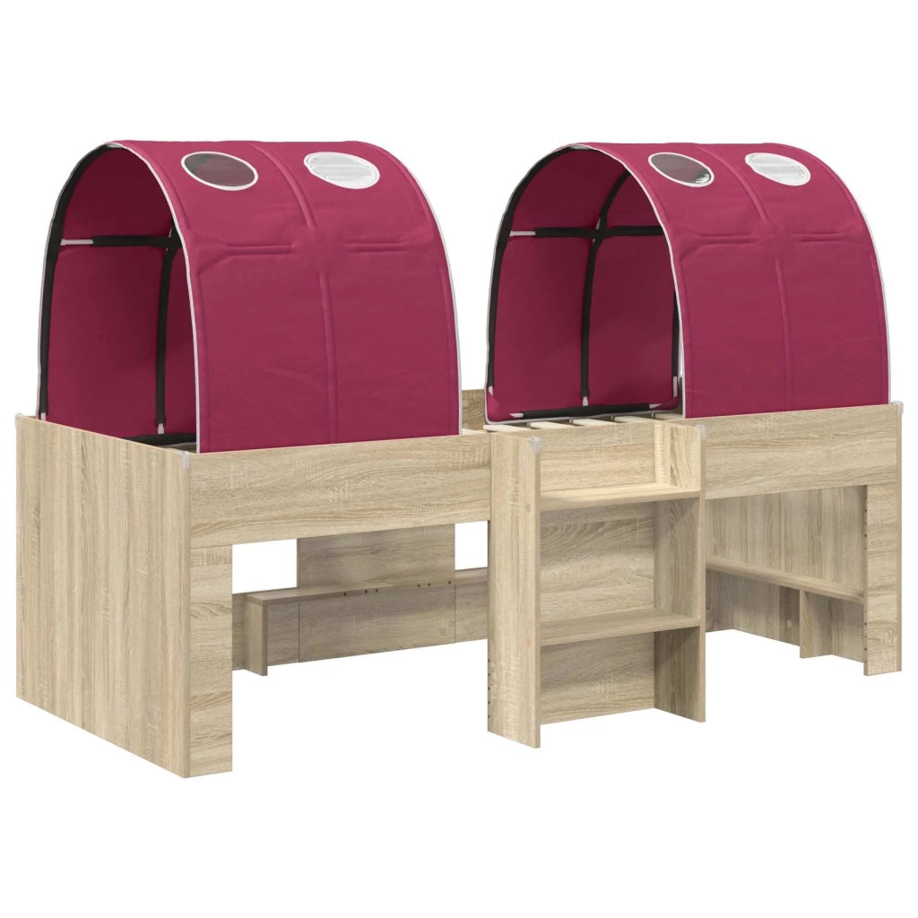 Letto con Tunnel 3 pz Sonoma e Rosso Legno ingegnerizzato 3423579