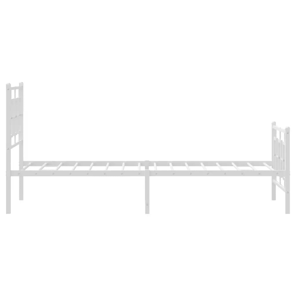 Letto singolo | Letto per adulti | Giroletto con Testiera e Pediera Metallo Bianco 90x200 cm