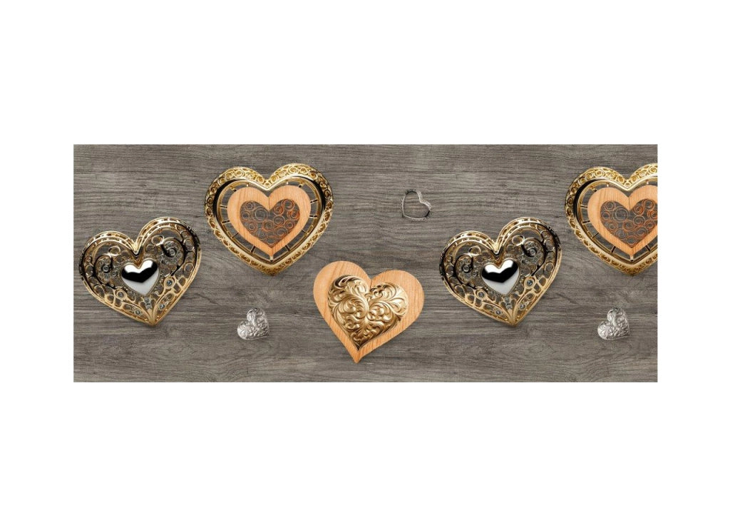Tappeto Passatoia Cucina Antiscivolo Sottolavello Disegno Cuori Gioiello - 50x320 - Cuori Gioiello