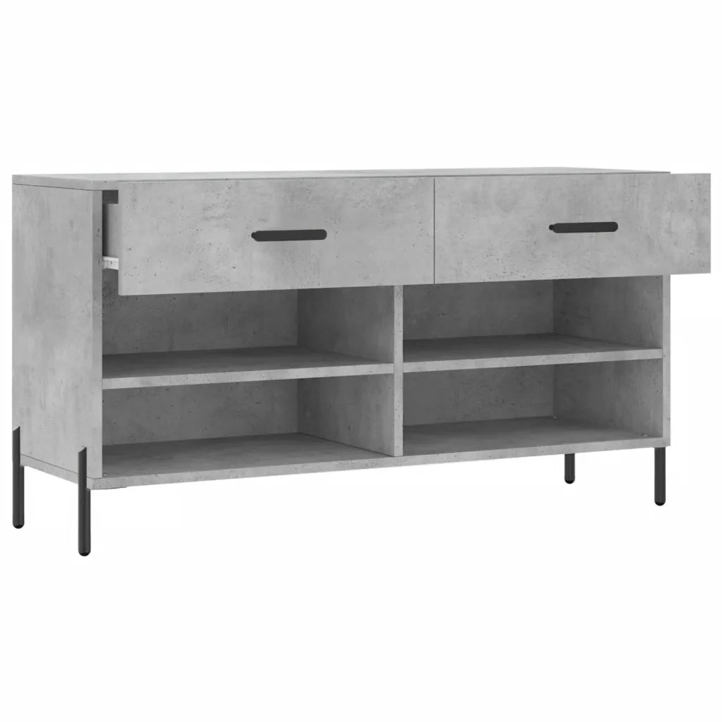 Panca Porta Scarpe-Sgabello-Panca Scarpiera Grigio Cemento 102x35x55cm Legno Multistrato 133236