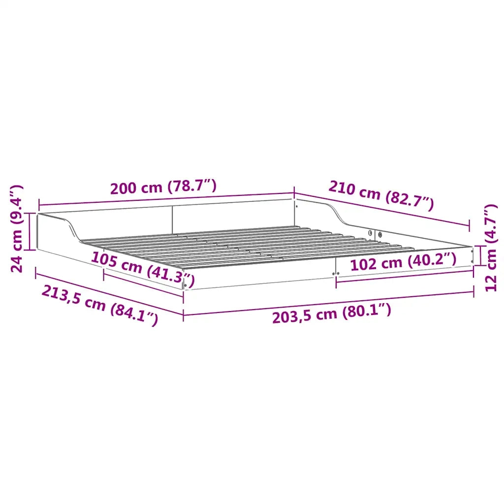 Struttura del letto-Giroletto Marrone 200 x 210 cm Pino massello 992255