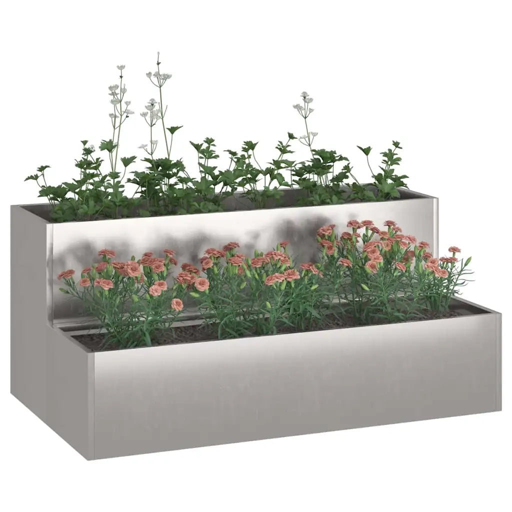 Fioriere | Cassetta per fiori | Vaso da giardino Argento 100 x 60 x 45 cm Acciaio inossidabile