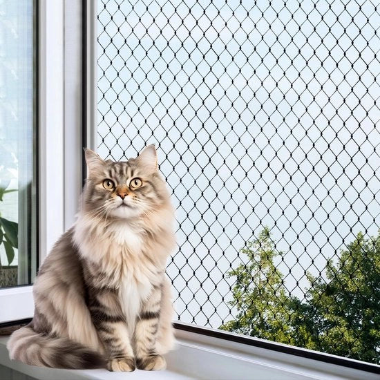Rete per balcone - Sicurezza - 3 x 4 m - Corda di fissaggio - Nylon di alta qualità - Senza perforazione - Rete per balcone
