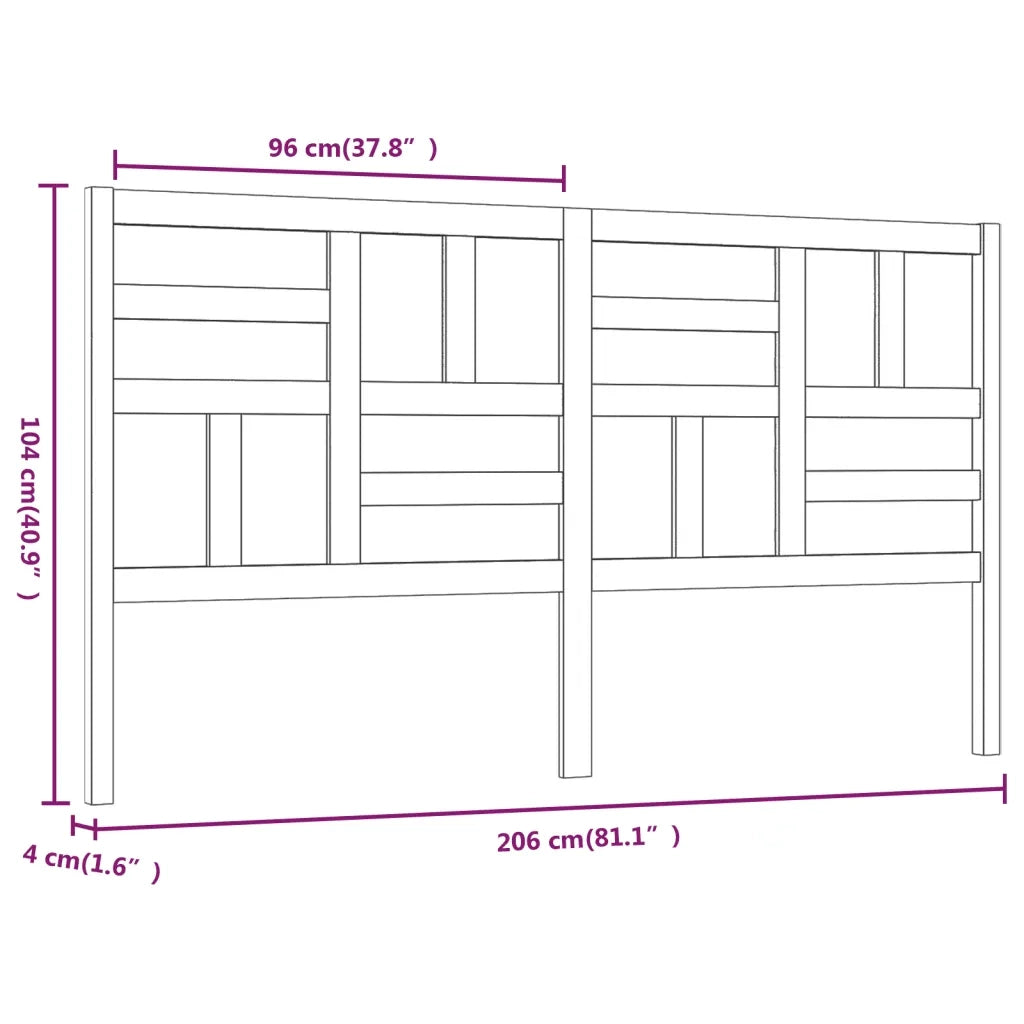 Testiera per Letto-Testata-Testiera Decorativa 206x4x104 cm in Legno Massello di Pino 792395