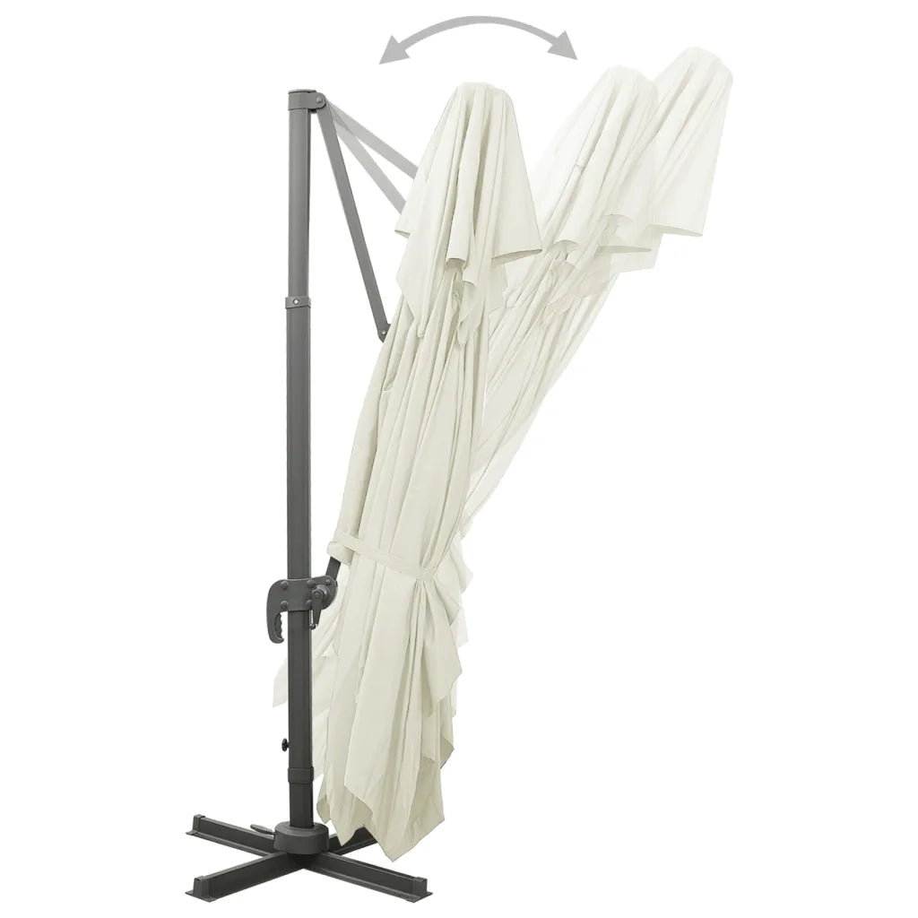 Ombrellone da giardino a sbalzo con doppia cima Sabbia 400x300 cm 312369