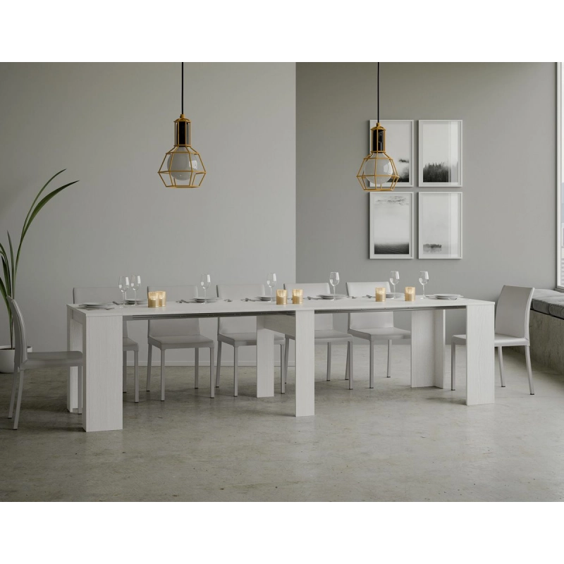 Consolle allungabile 90x40/308 cm Basic - Bianco Frassino