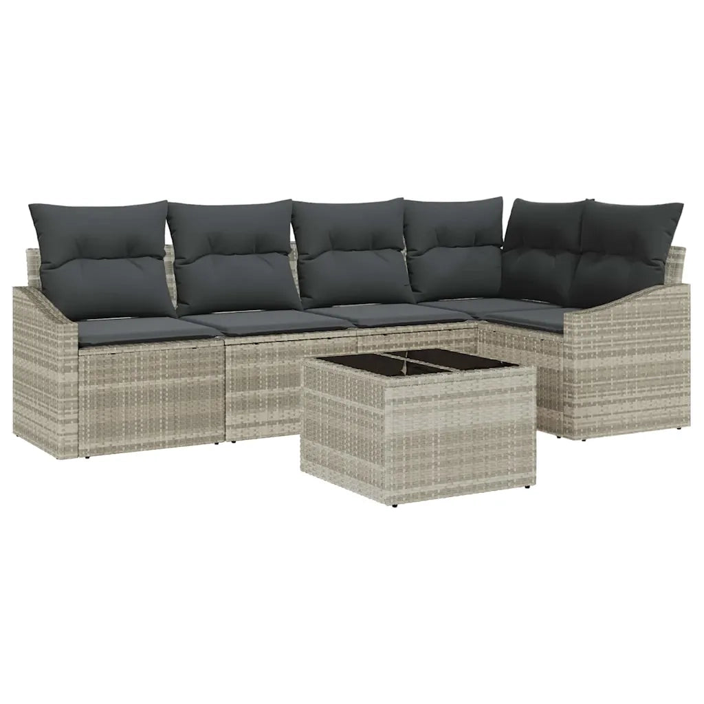 Set di divani con cuscino 6 pcs Grigio chiaro polyrattan 3346732