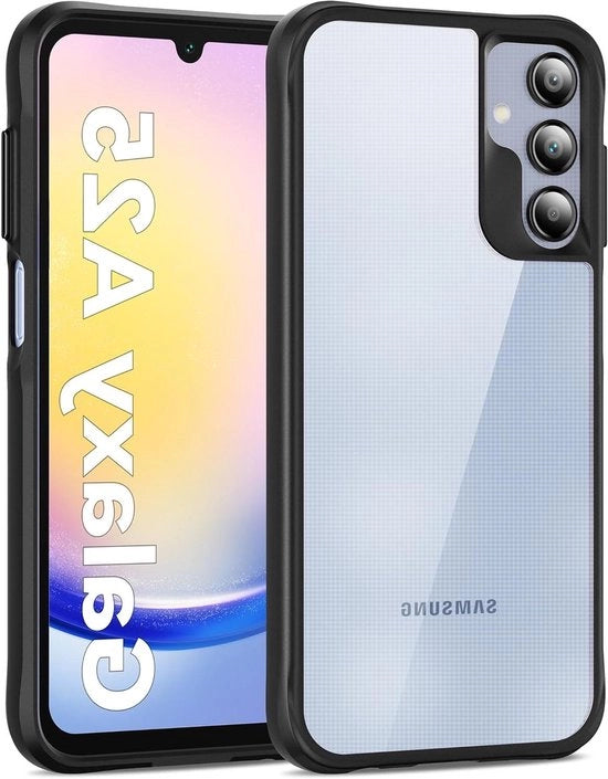 Copriphone per Galaxy A25 5G - Anti-abbagliamento - Resistente agli urti - Resistente alle abrasioni - Translucido - Retro con copertura rigida - Nero chiaro - Protezione duratura