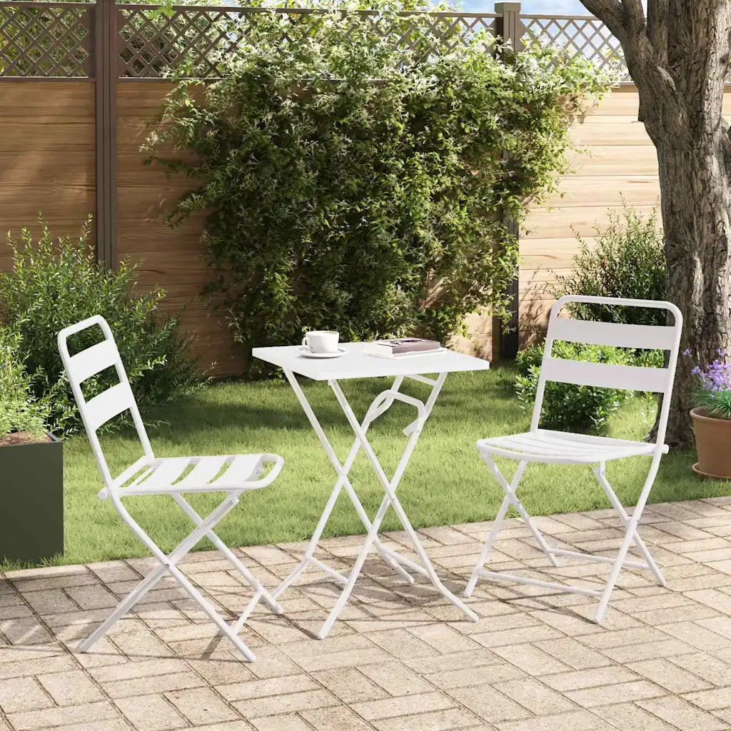 Set Bistro da Giardino 3 pcs Bianco Acciaio