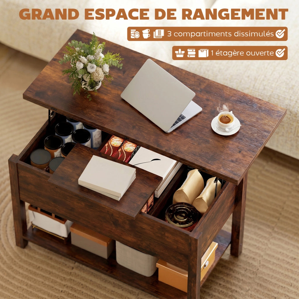 Tavolino da caff¨¨ allungabile ¨C Minimal ¨C 100x45x50.5cm marrone rustico