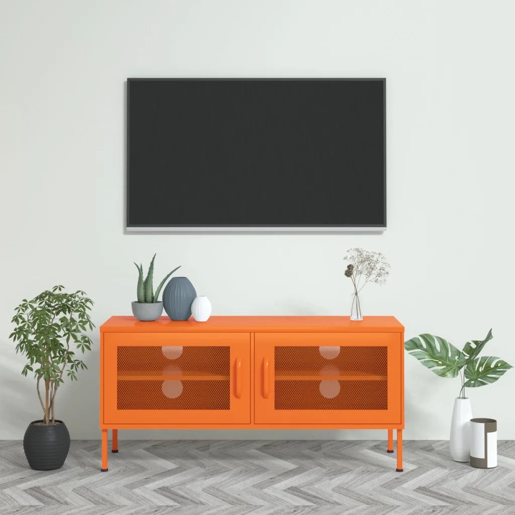 Mobile TV-Credenza per TV Arancione 105x35x50 cm in Acciaio