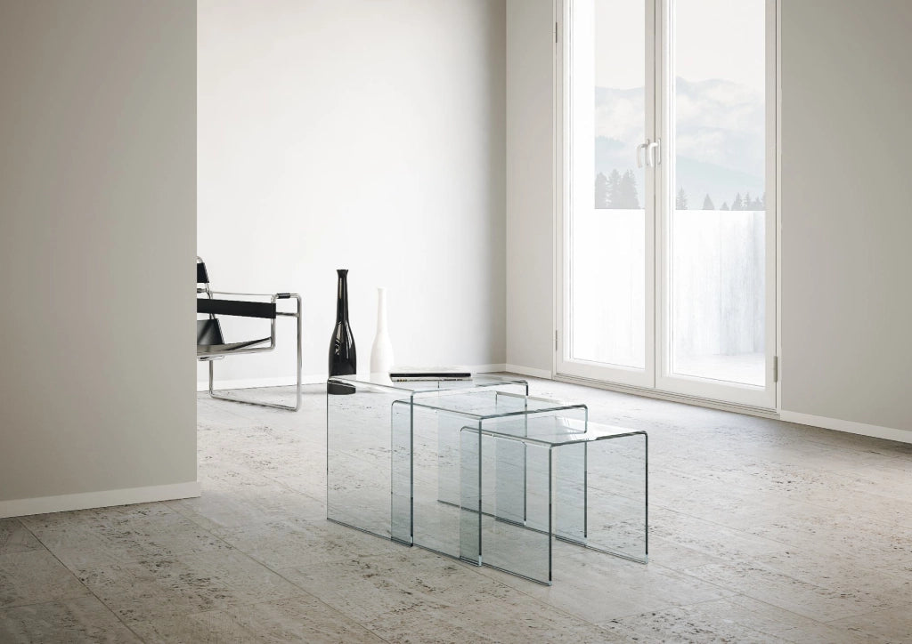 Tavolino in Vetro Modulabile Nest Trasparente