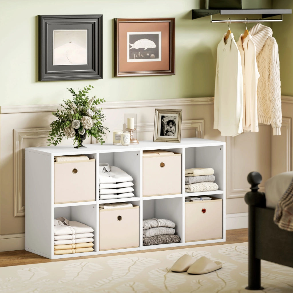 Libreria con cassetti e ripiani ¨C Minimal ¨C 105,9x30x53,7 cm bianco e beige