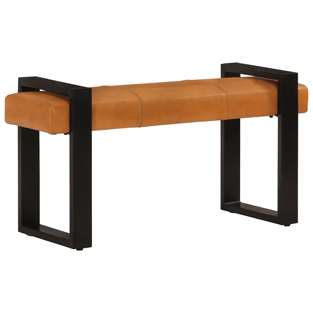 Panca Nera e Marrone 110 cm in Vera Pelle di Capra 342210