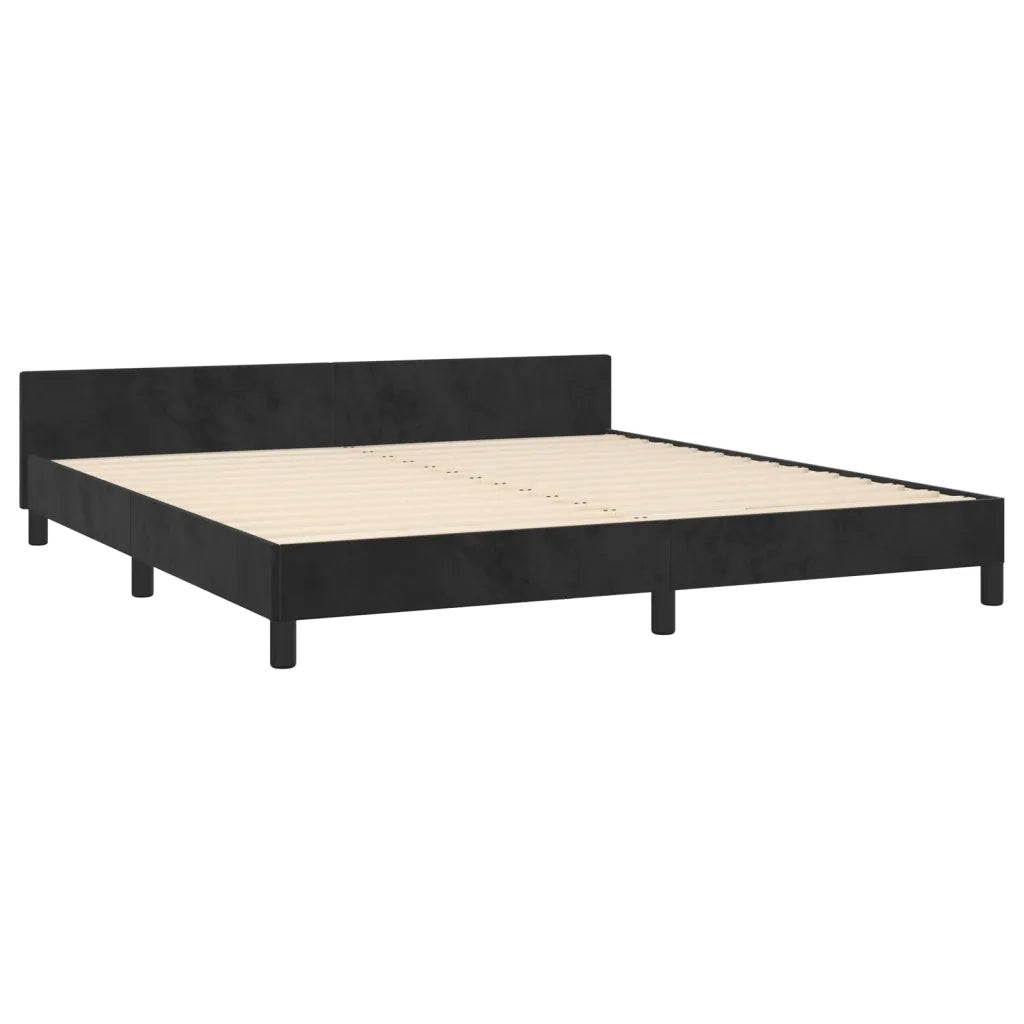 Letto matrimoniale | Letto per adulti | Giroletto con Testiera Nero 180x200 cm in Velluto