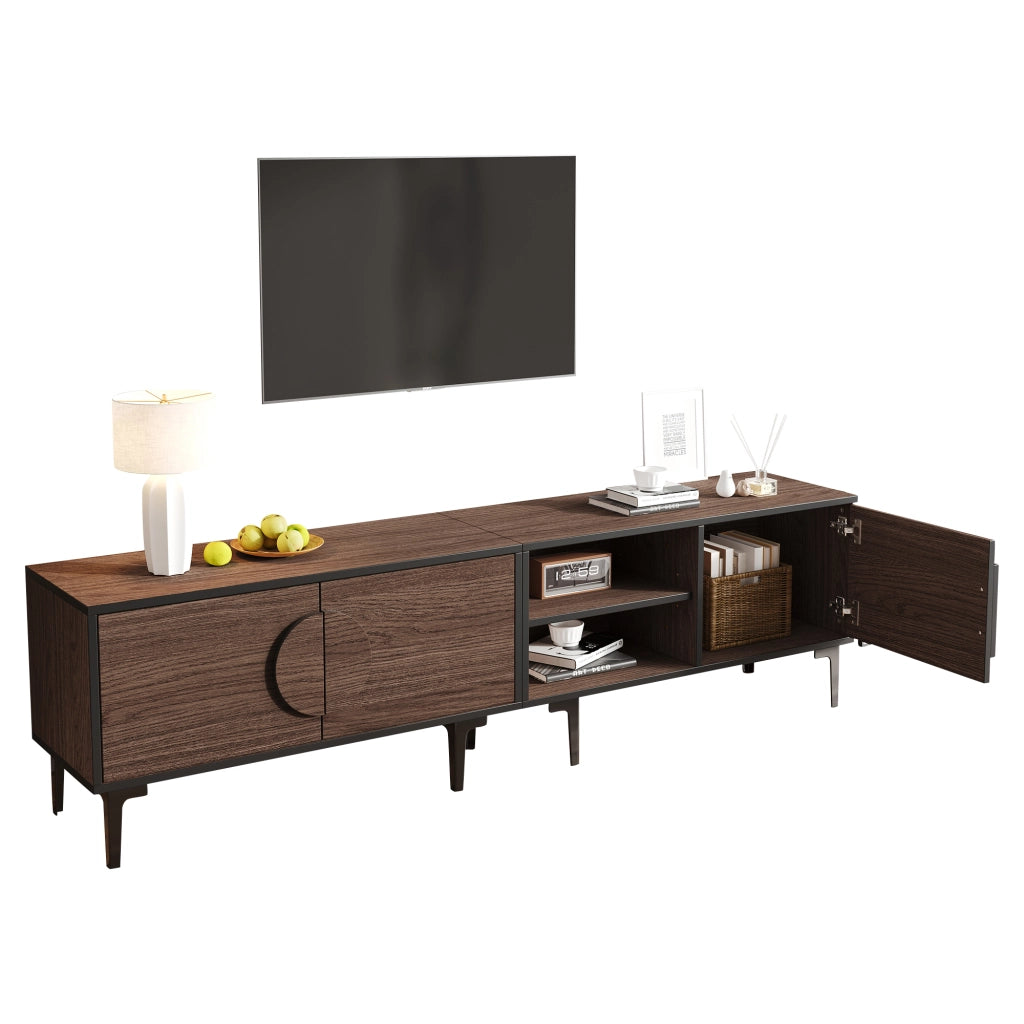 Mobile TV con 3 ante e 2 vani aperti - per soggiorno - 180 x 35 x 49 cm - noce scuro