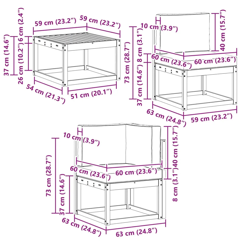 Set di divani da esterno 6 pcs 3387369