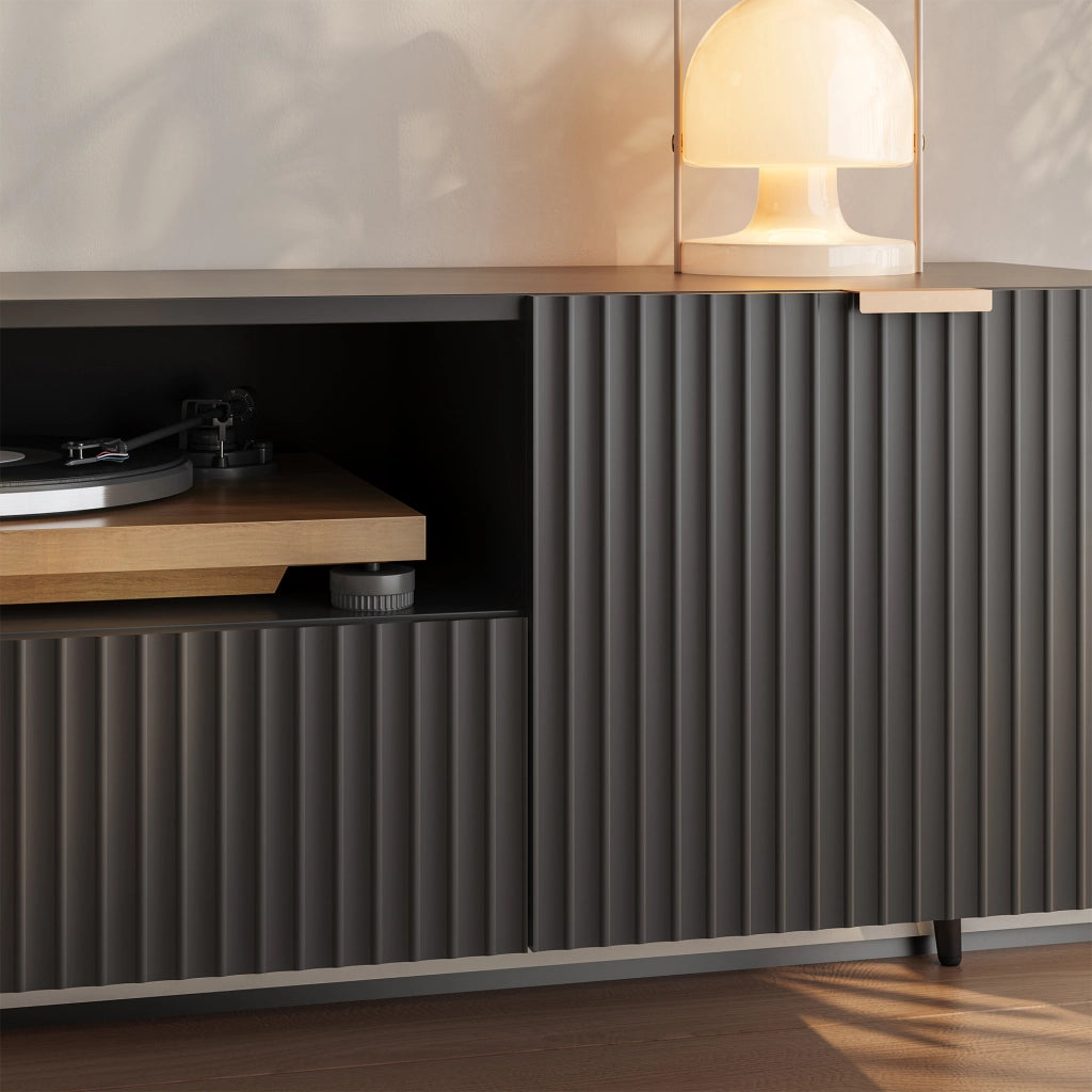 Mobile Porta TV Nand con Ante Decorative 160 x 40 x 51 cm - Nero [en.casa]