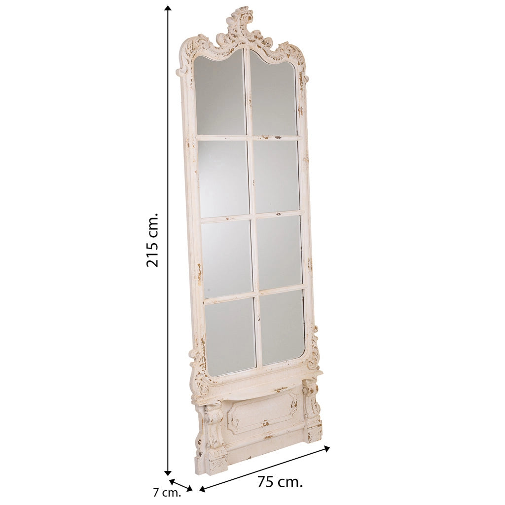 Specchio in legno bianco 75x7x215h