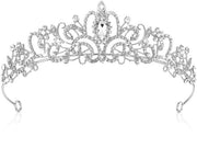 Diadema con Corona d'Oro - Tiara Elegante - Strass/Cristallo - Cintura per la Testa - Gioielli da Sposa - Adatto per Matrimonio/Festa di Ballo