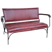 Sgabello in metallo e pelle marrone 112x62x75h